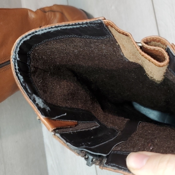 Clarks Women Tamro Spice Tan Leather Tall Riding Moto boots shoes sz 9M - Picture 13 of 14